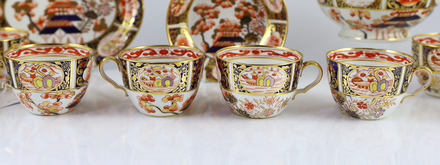 A Spode part tea service painted in Imari style with pattern 1956, c.1820